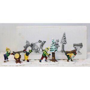 VTG 3 Pc Dept 56 Heritage Village Woodsmen Elves 5630-8 Porcelain Figurines